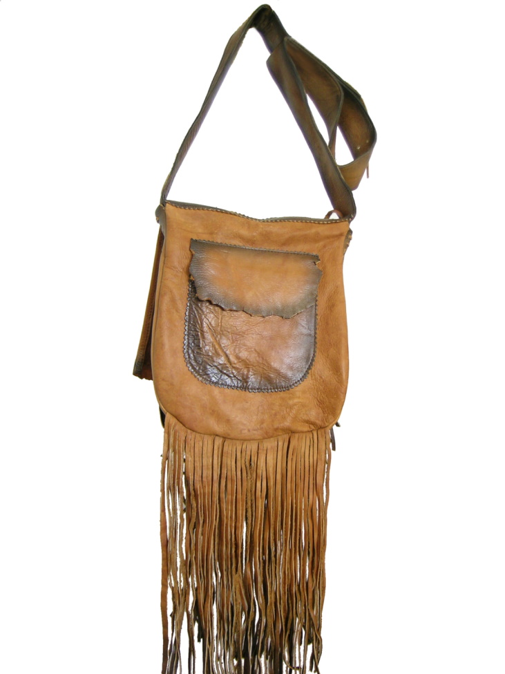 (image for) Turtle Rosette Beaded & Fringed Leather Bag